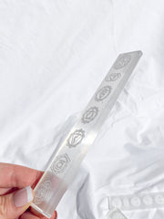 Selenite Chakra Cleansing Carved Wand | Medium