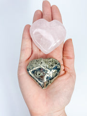 Manifest Love Heart Pack Duo: Rose Quartz + Pyrite | Medium