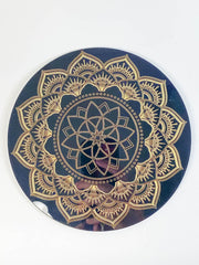 Flower Mandala Disc | Black Acrylic