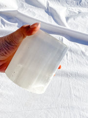 Selenite Polished Tube Candle Base
