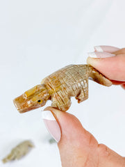 Jasper Crocodile Carving