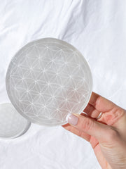 Selenite Flower of Life Plate | Full Moon