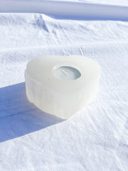 Selenite Heart Natural Candle Base