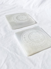 Selenite New Moon Mandala | Square Plate