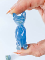 Blue Onyx Cat Carving