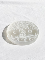 Selenite Enchanted Tree Plate | Full Moon