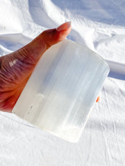 Selenite Polished Tube Candle Base