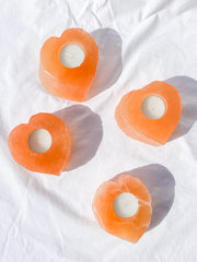Orange Selenite Heart Natural Candle Base