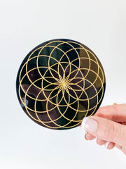 The Lotus of Life Sacred Geometry Grid Disc | Black Acrylic