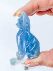 Blue Onyx Cat Carving