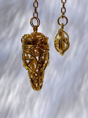 Pentagram Cage Gold Plated Pendulum