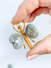 Labradorite Dragonfly Carving | Gold Plated