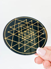 Sri Yantra Sacred Geometry Grid Disc | Black Acrylic