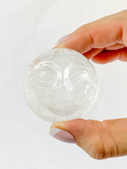 Clear Quartz Sun Face Carving
