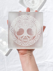 Selenite Celtic Tree of Life | Square Plate