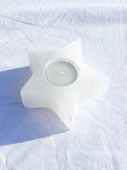 Selenite Star Polished Candle Base