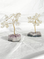 Wire Tree Clear Quartz on Amethyst Base