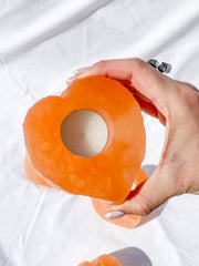 Orange Selenite Heart Natural Candle Base