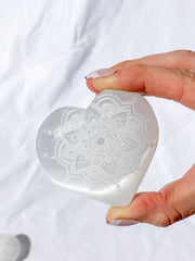 Selenite Mandala Heart | X Large
