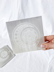 Selenite New Moon Mandala | Square Plate