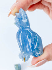 Blue Onyx Cat Carving
