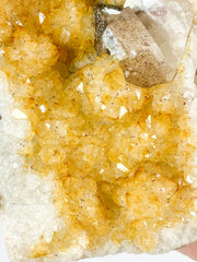 Citrine CutBase Cluster with Calcite and Druzy Inclusions 1.4kg