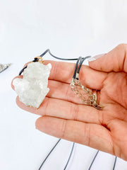 Clear Quartz Cluster Elegant Gold Plated Necklace