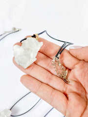 Clear Quartz Cluster Elegant Gold Plated Necklace