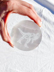 Selenite T-Rex Plate | Medium