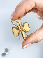 Labradorite Dragonfly Carving | Gold Plated
