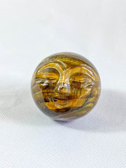 Tiger Eye Sun Face Carving