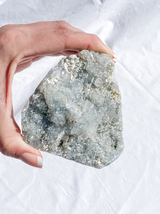 Apophyllite CutBase Cluster with Inclusions 500g