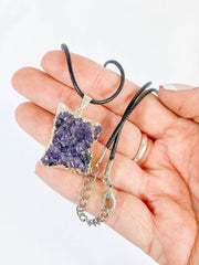Amethyst Cluster Elegant Silver Plated Necklace