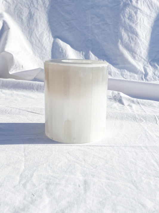 Selenite Polished Tube Candle Base