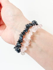 Rose Quartz and Black Tourmaline | Bracelet Set Personal Protection