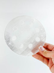 Selenite Seed of Life Grid Plate Full Moon | Large