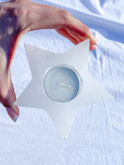 Selenite Star Polished Candle Base
