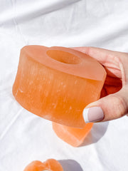 Orange Selenite Heart Natural Candle Base