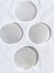 Selenite Flower of Life Plate | Full Moon