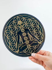 Chakra Healing with Seed of Life Mandala Disc | Black Acrylic