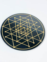 Sri Yantra Sacred Geometry Grid Disc | Black Acrylic