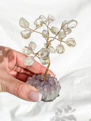 Wire Tree Clear Quartz on Amethyst Base