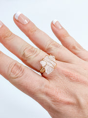Rose Quartz Ring Gold Plated Wire Wrapped