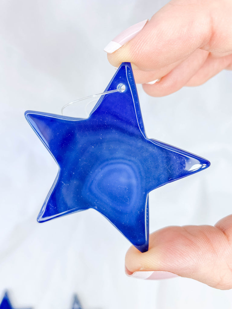 Agate Star Christmas Tree Ornament | Blue