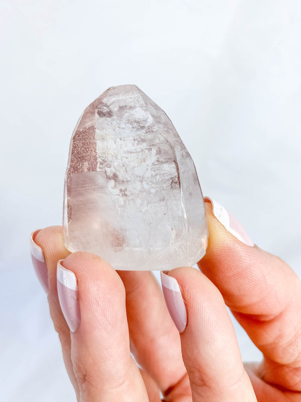 Clear Quartz with Inclusions Half Polished Point 35g