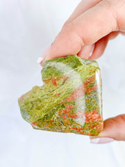 Unakite Heart One Face Polished 101g