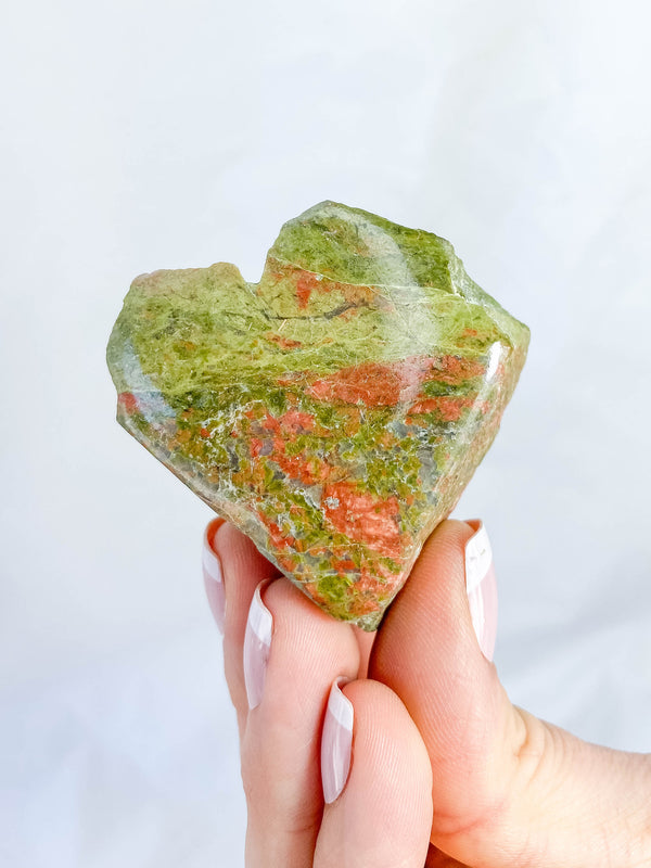 Unakite Heart One Face Polished 101g