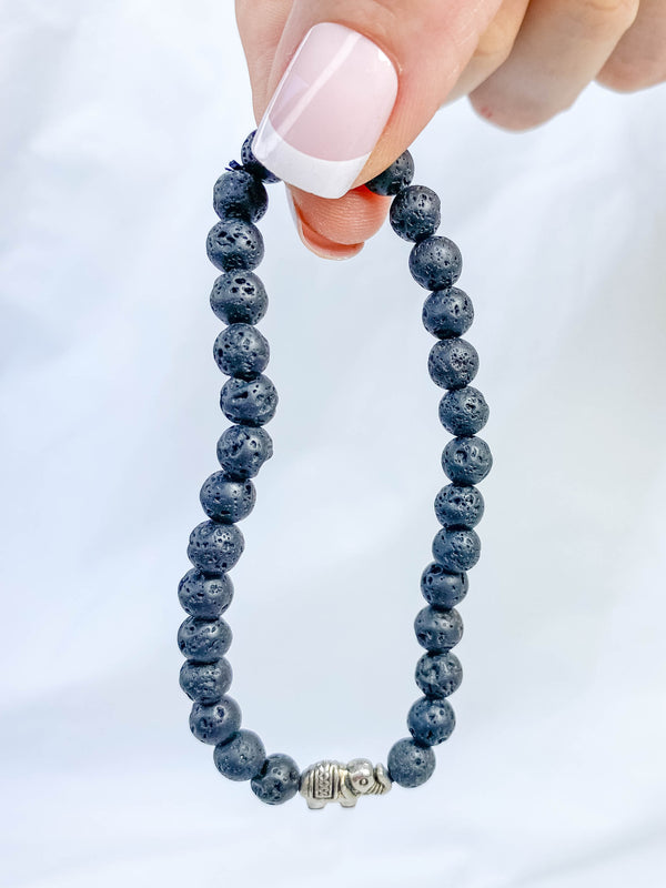 Lava Stone Elephant Bracelet | Large