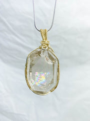 Enchanted Smoky Quartz Gold Wrapped Rainbow Pendant