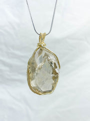 Enchanted Smoky Quartz Gold Wrapped Rainbow Pendant